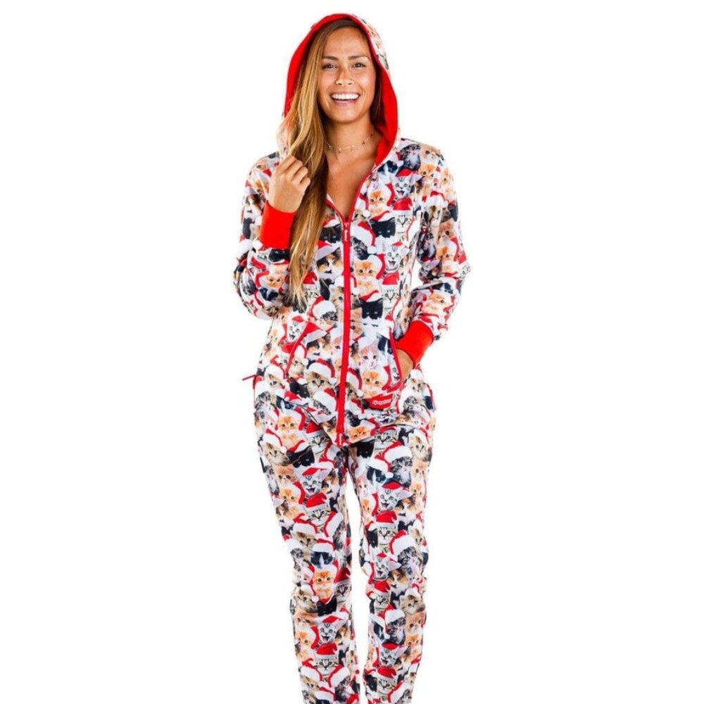 Tipsy Elves Meowy Catmus Christmas Cat Themed Onesie, Size S